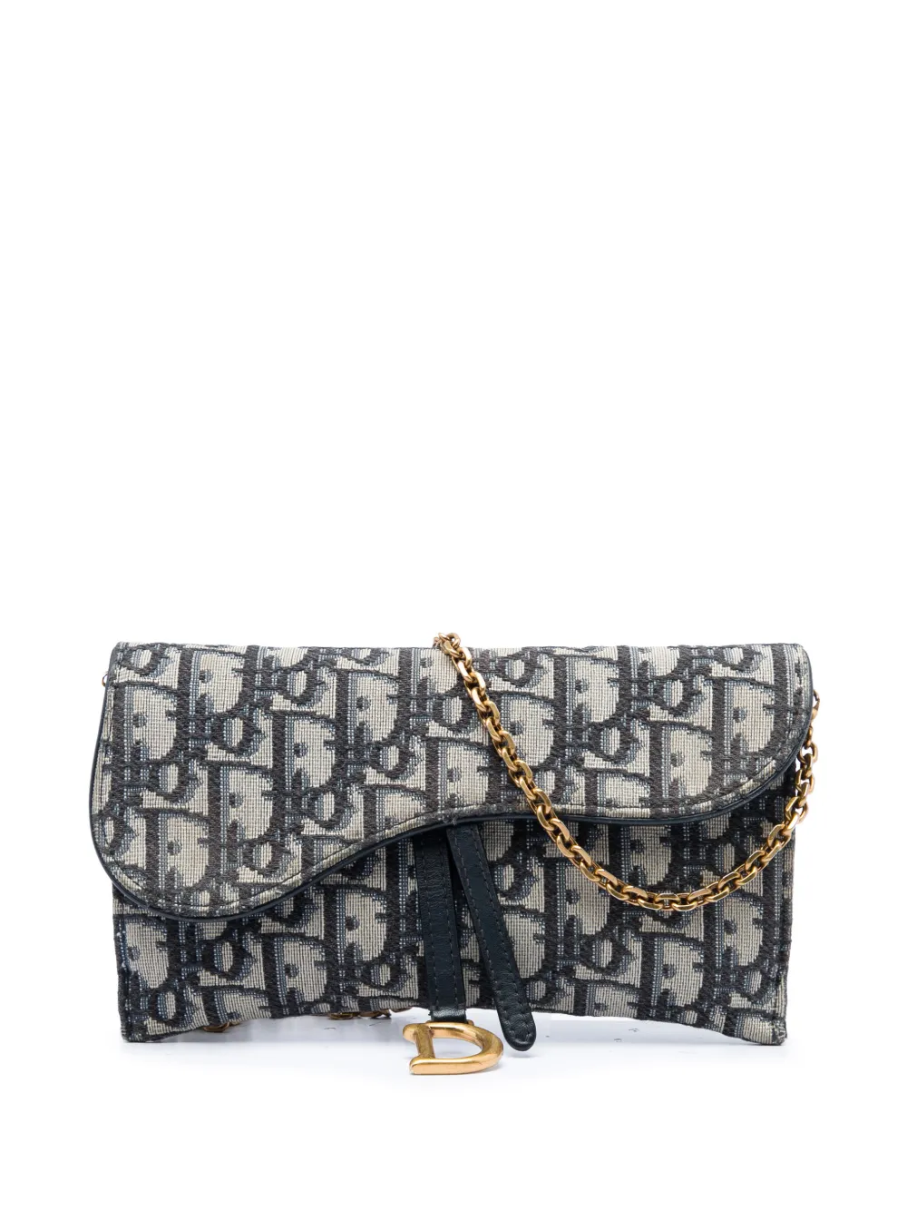 Christian Dior Pre-Owned 2020 Oblique Canvas Saddle Wallet On Chain crossbody bag - Blau