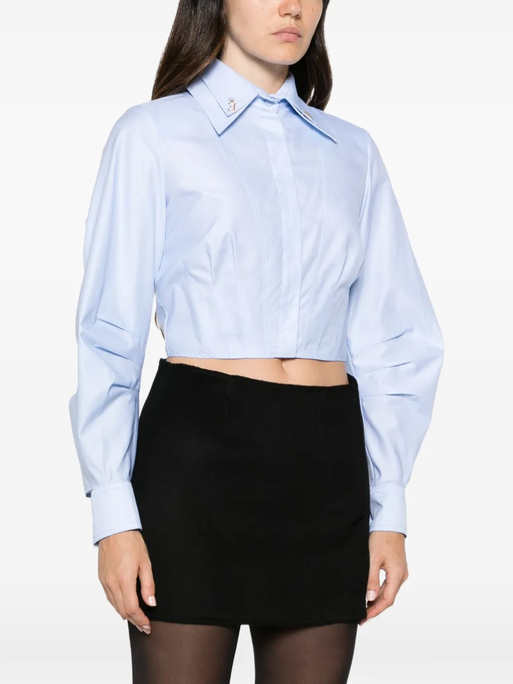 Elisabetta Franchi cropped long-sleeve shirt Blauw
