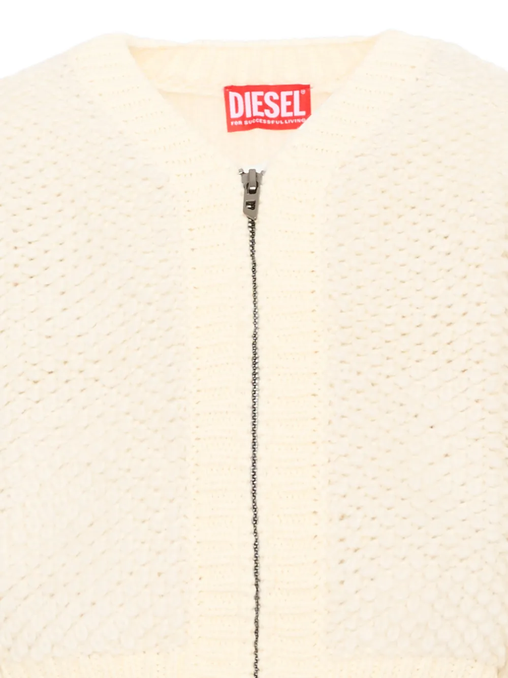 Diesel Kids textured zip-up cardigan Wit