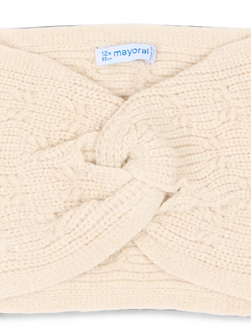 Mayoral Drie kabelgebreide accessoires verfraaid met bloemen Beige