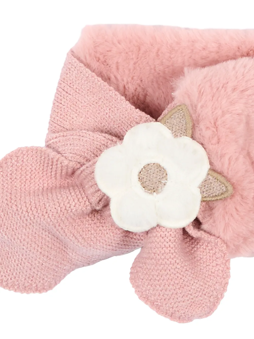 Mayoral Muts en muts met bloemenpatch en afwerking van imitatiebont Roze