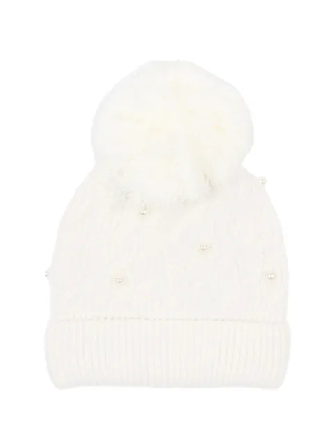 Mayoral faux-pearl cable-knit beanie hat
