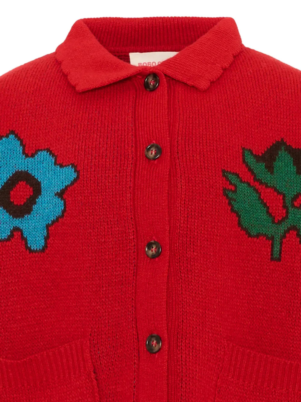 Bobo Choses Blossom vest met bloemen-intarsia en kraag Rood