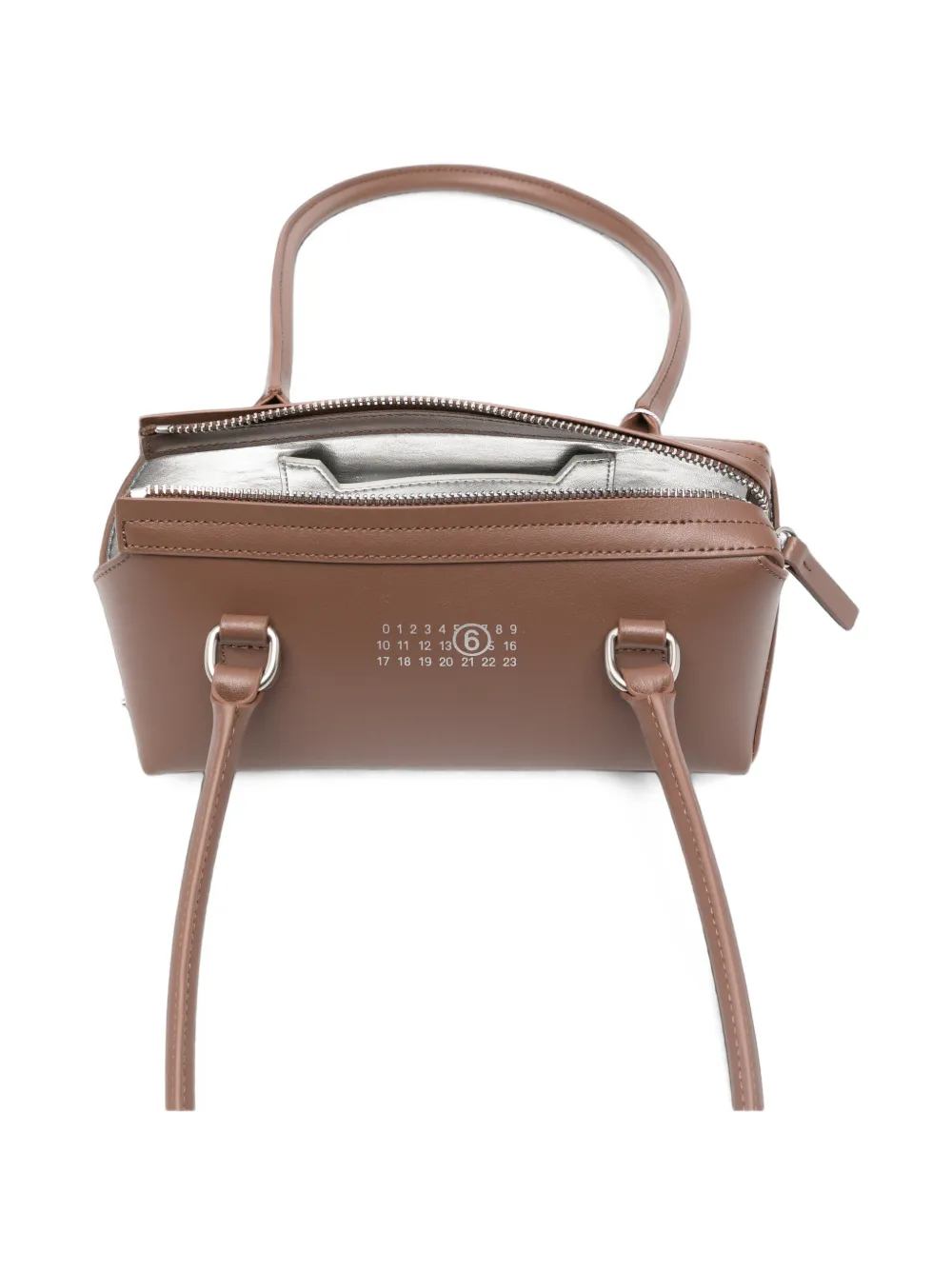 MM6 Maison Margiela Bauletto leren mini-schoudertas met logo-print Bruin