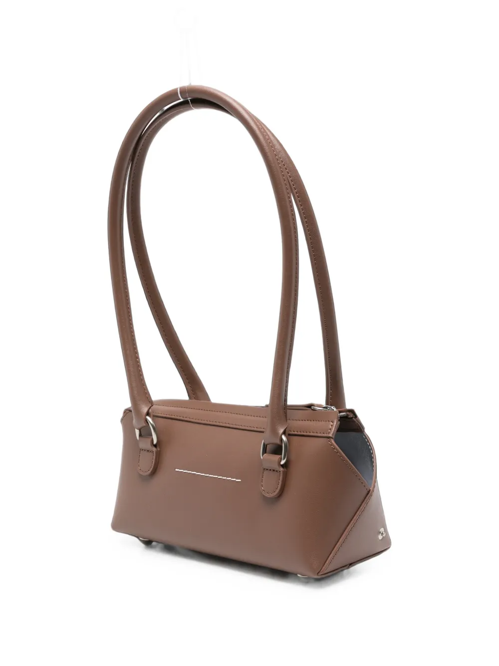 MM6 Maison Margiela Bauletto leren mini-schoudertas met logo-print Bruin
