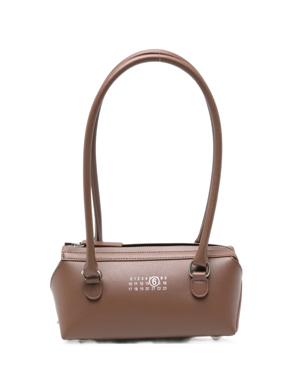 MM6 Maison Margiela mini Bauletto logo-print leather shoulder bag - Marrone