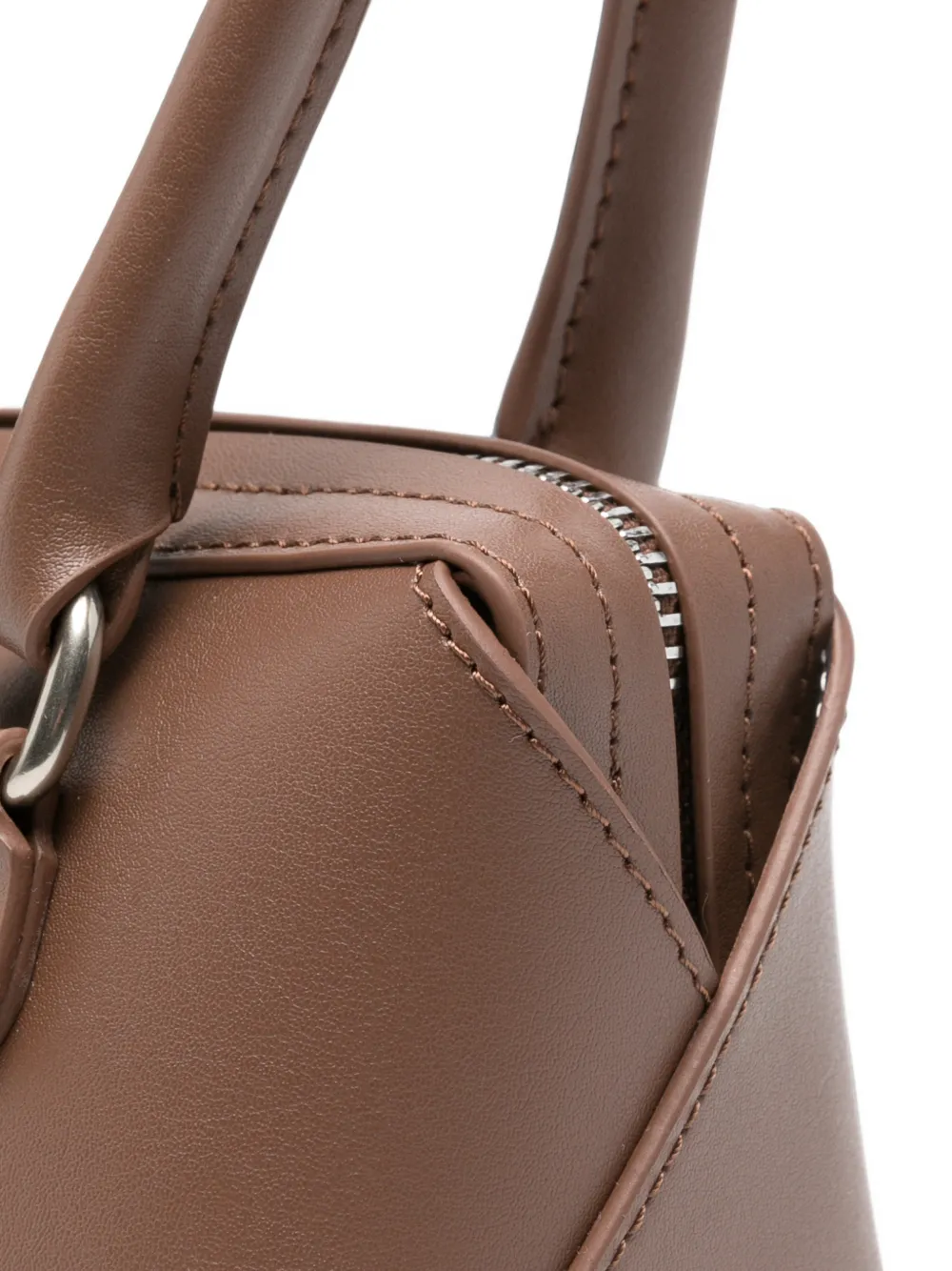MM6 Maison Margiela Bauletto leren mini-schoudertas met logo-print Bruin