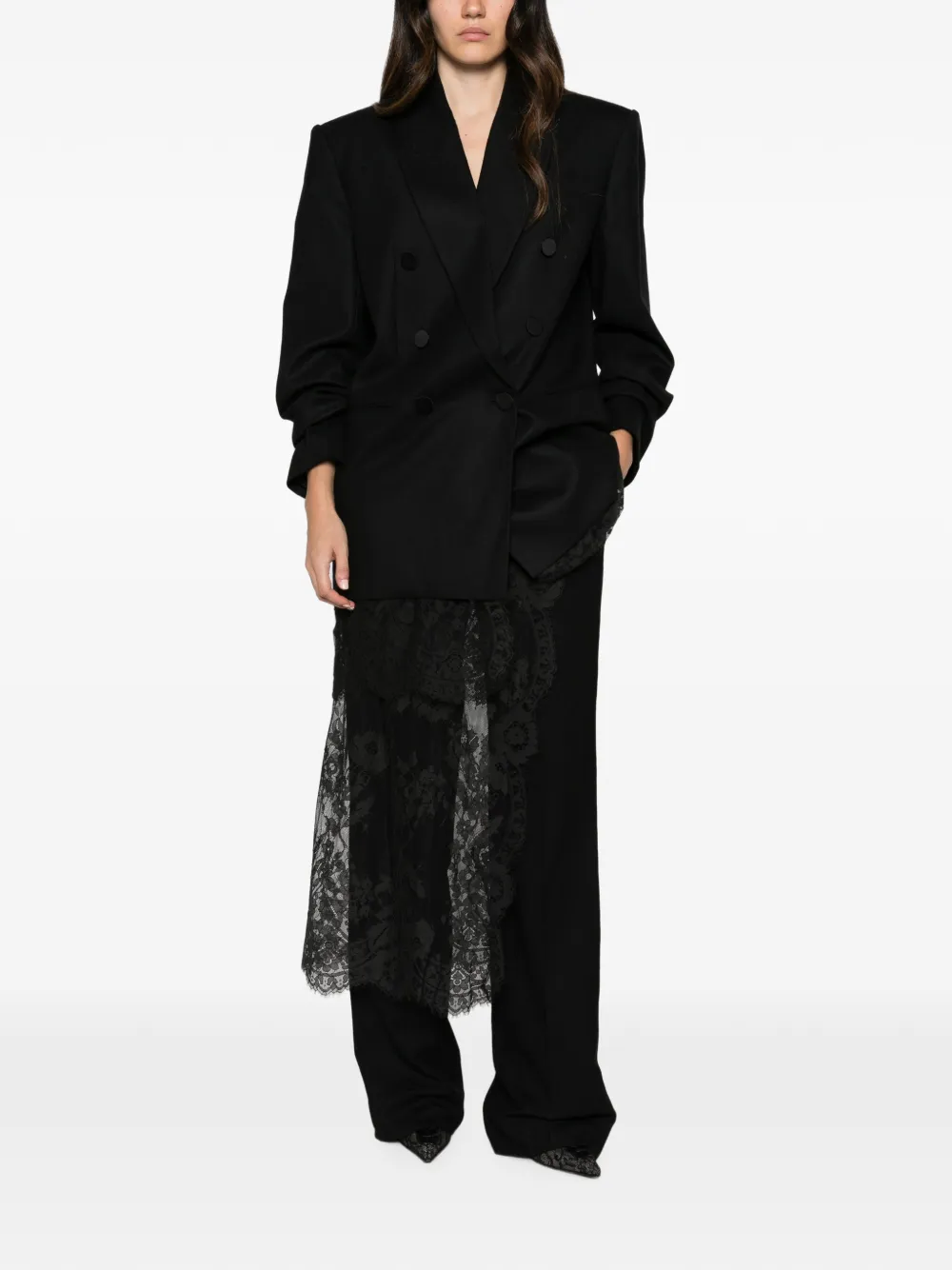 ZIMMERMANN lace-trim double-breasted blazer Zwart