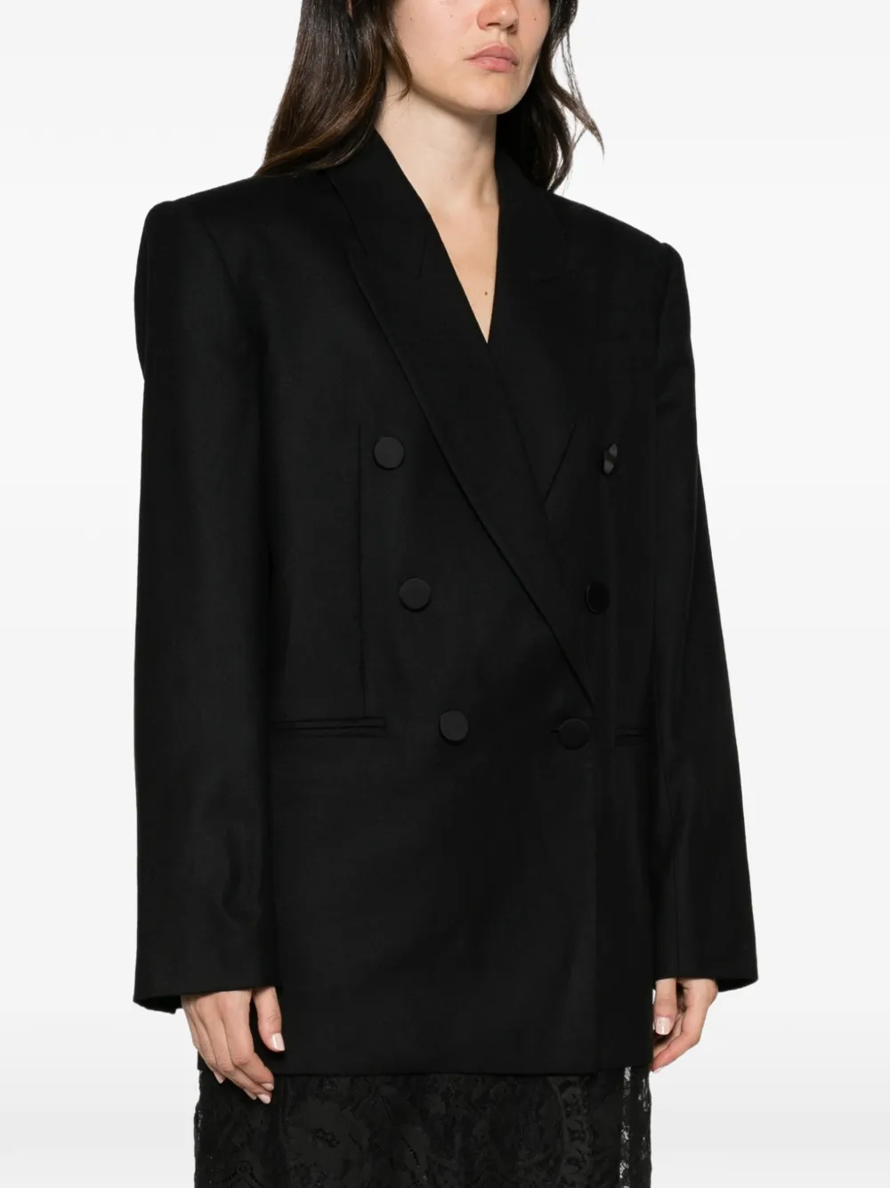 ZIMMERMANN lace-trim double-breasted blazer Zwart