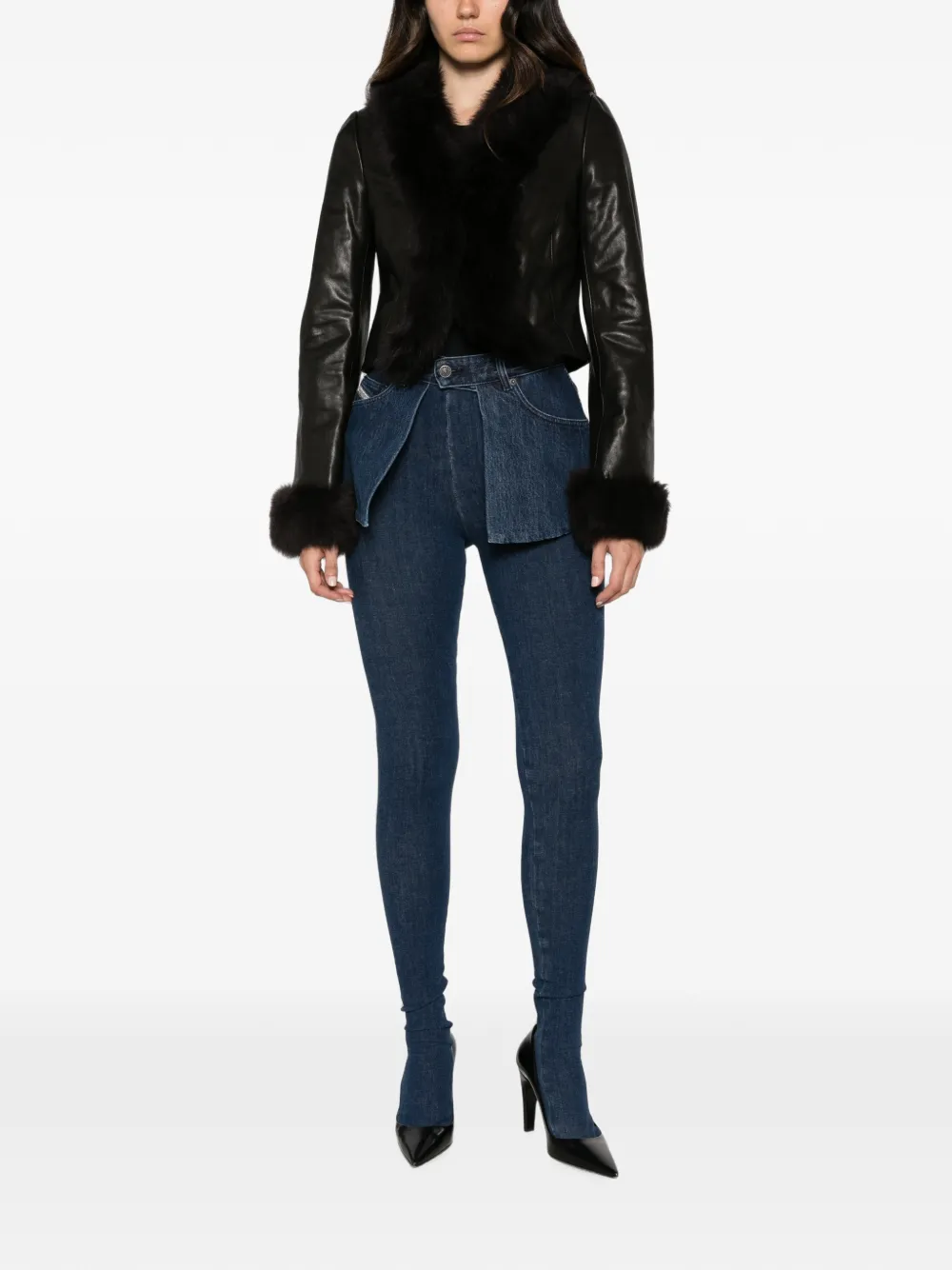 Diesel Skinny jeans met peplum-detail Blauw