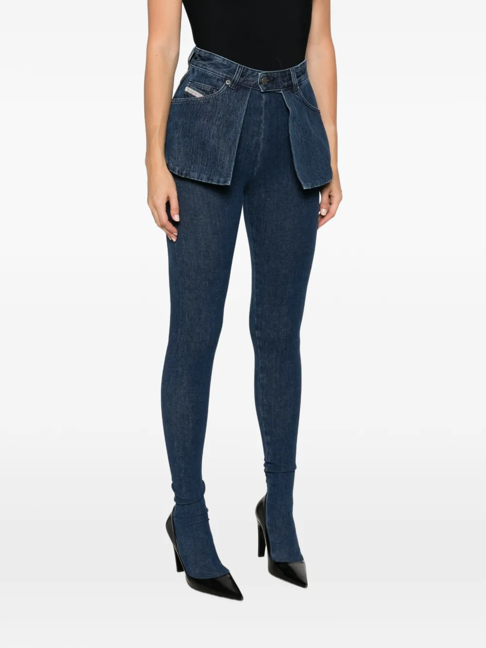 Diesel Skinny jeans met peplum-detail Blauw