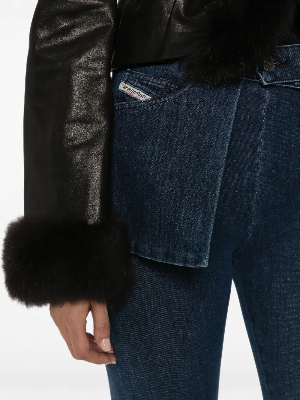 Diesel Skinny jeans met peplum-detail Blauw