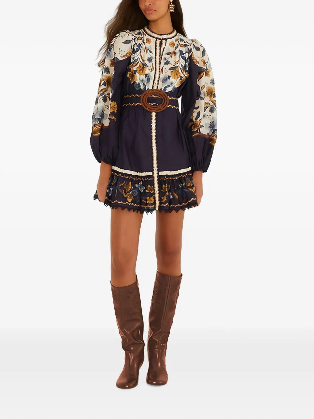 FARM Rio Mini-jurk met bloemenprint Blauw