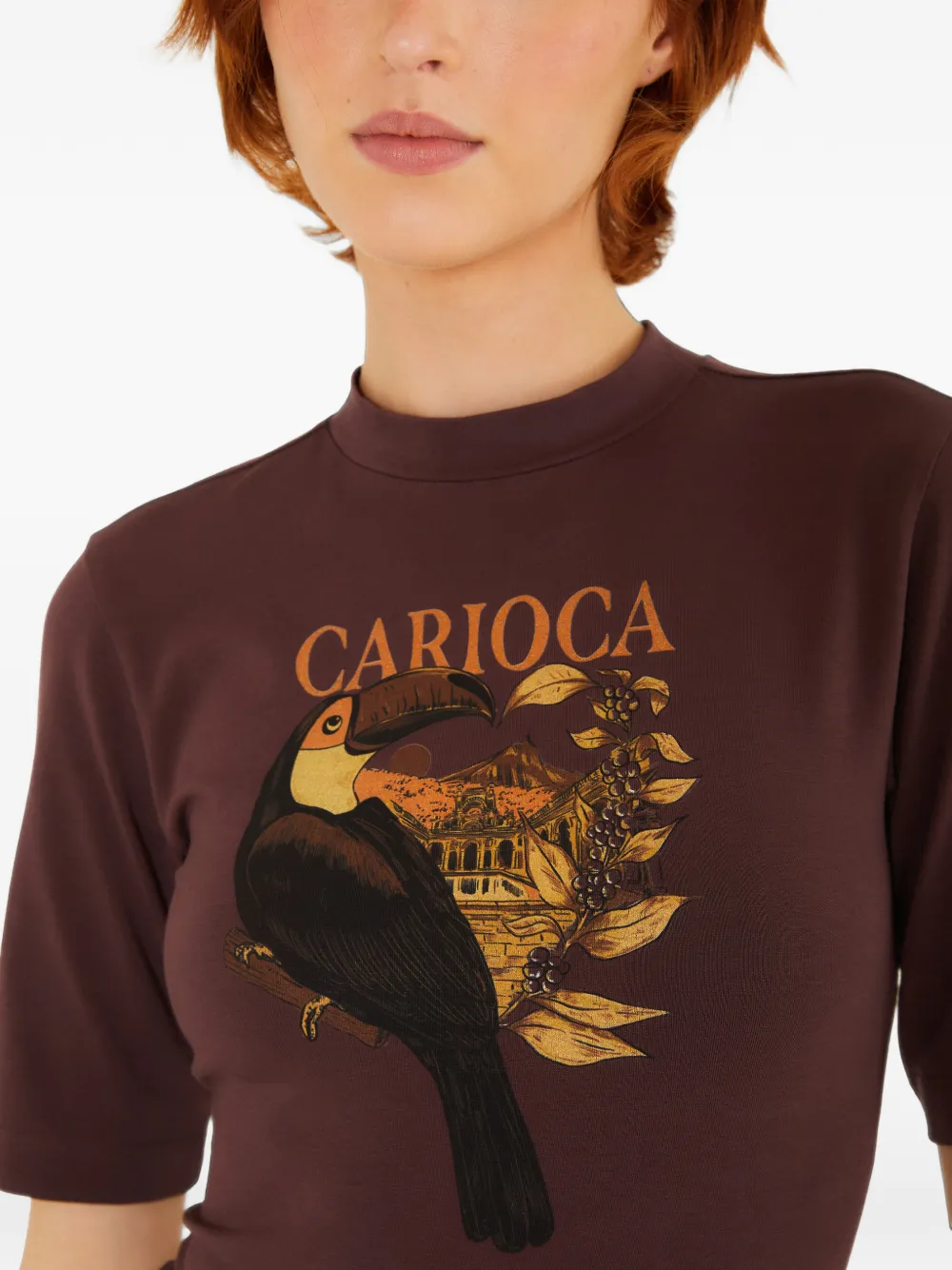 FARM Rio toucan-print short-sleeve bodysuit Bruin
