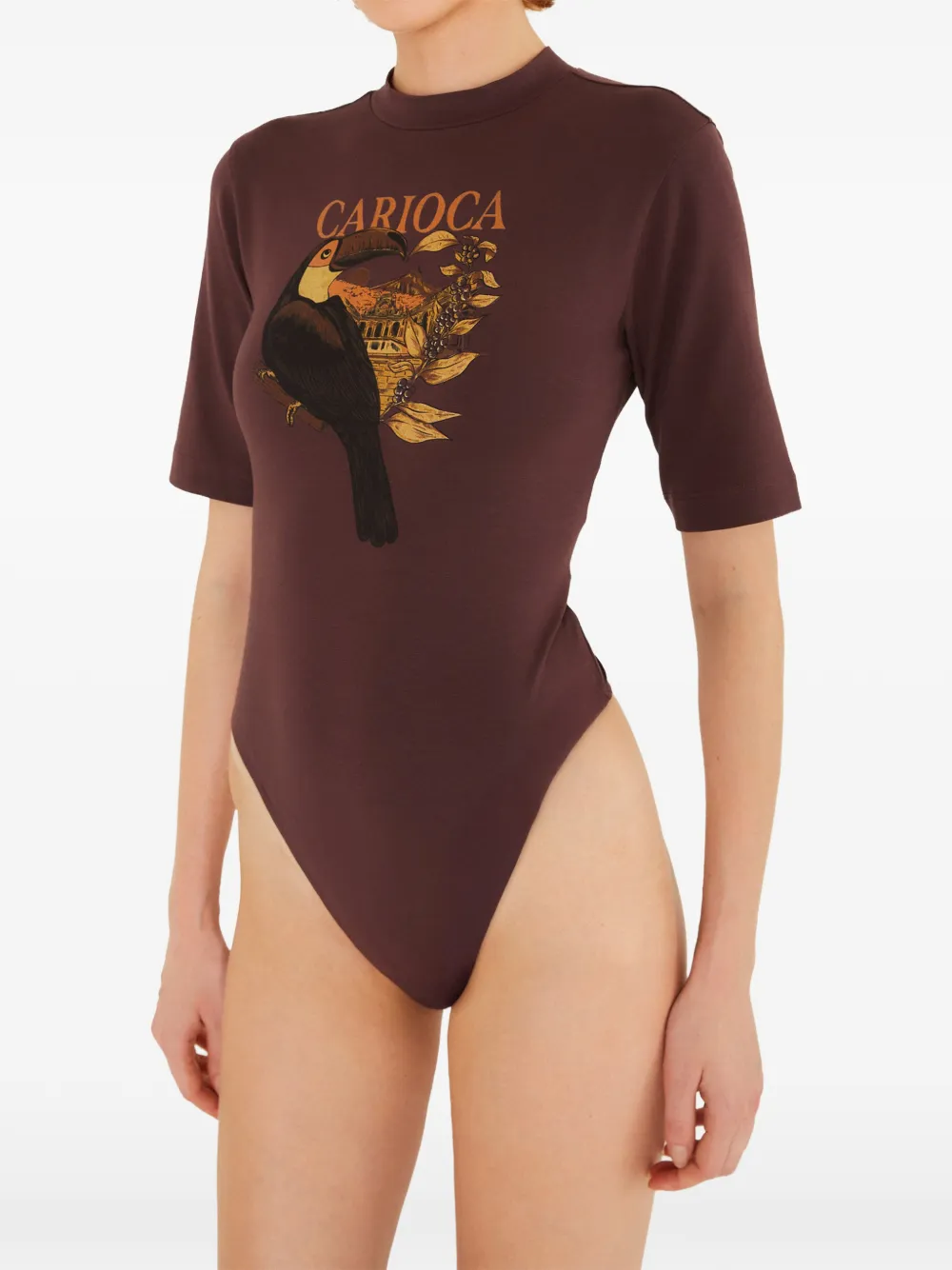 FARM Rio toucan-print short-sleeve bodysuit Bruin