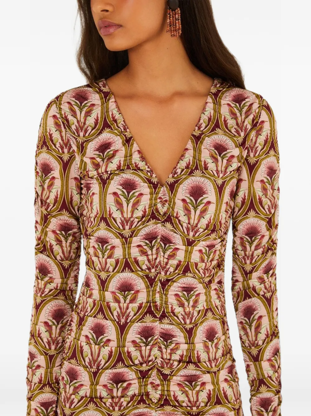FARM Rio Garden Medal jurk met bloemenprint en ruches Roze