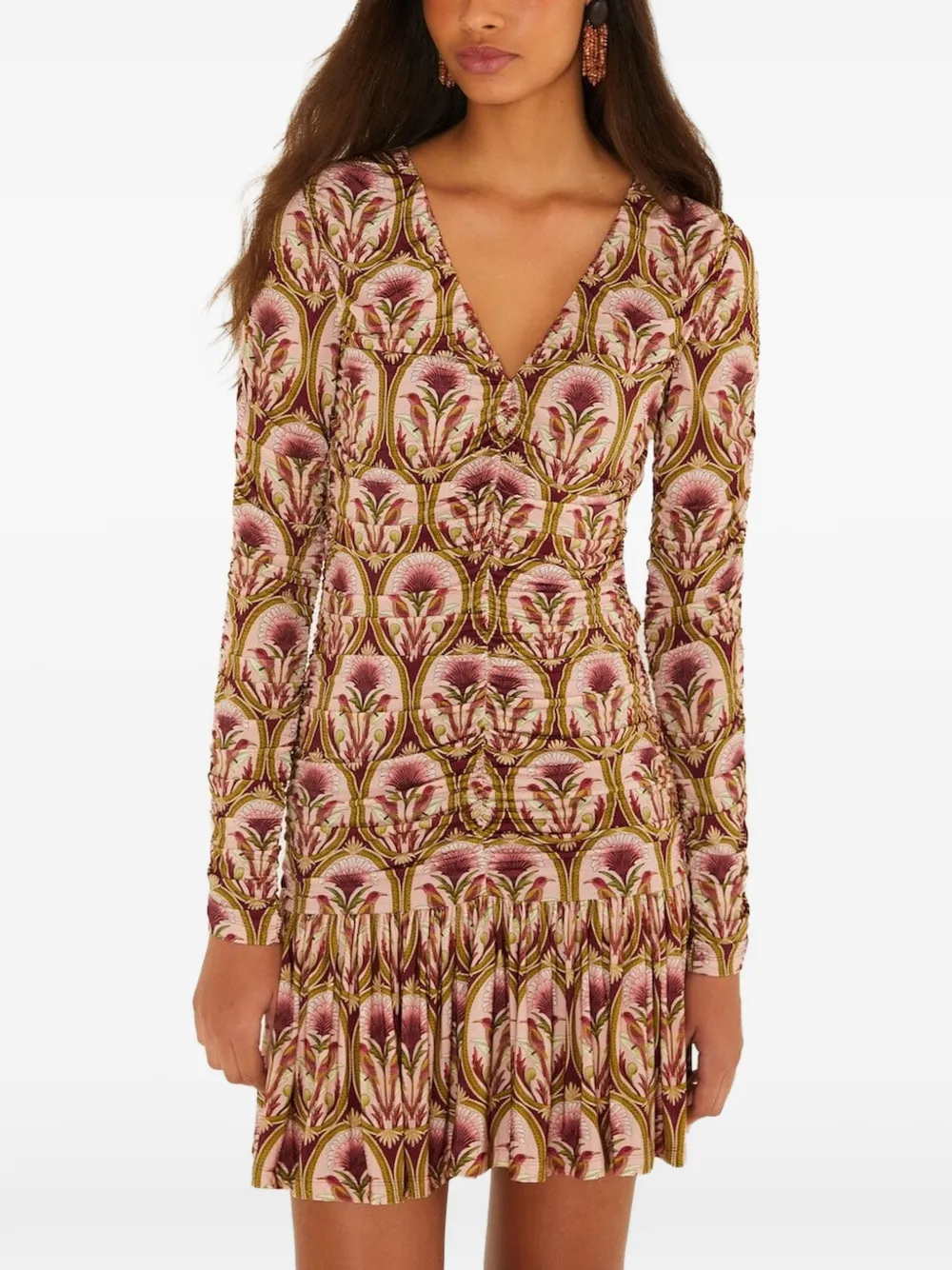 FARM Rio floral-print ruched mini dress