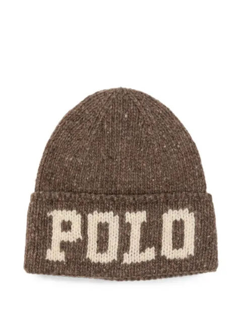 Polo Ralph Lauren logo-intarsia chunky-knit beanie hat