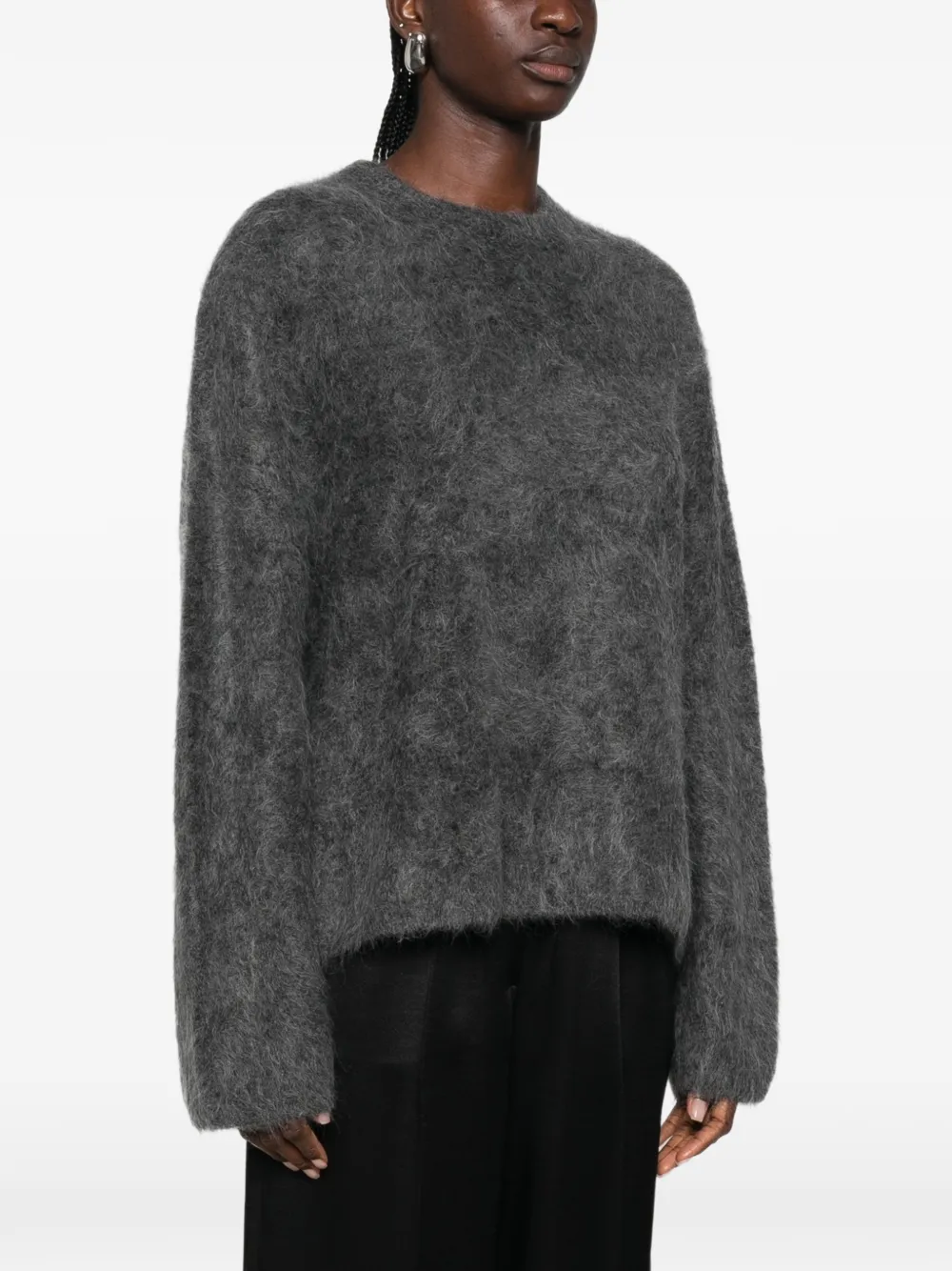 Soft Goat Trui met ronde hals en geborstelde afwerking Grijs