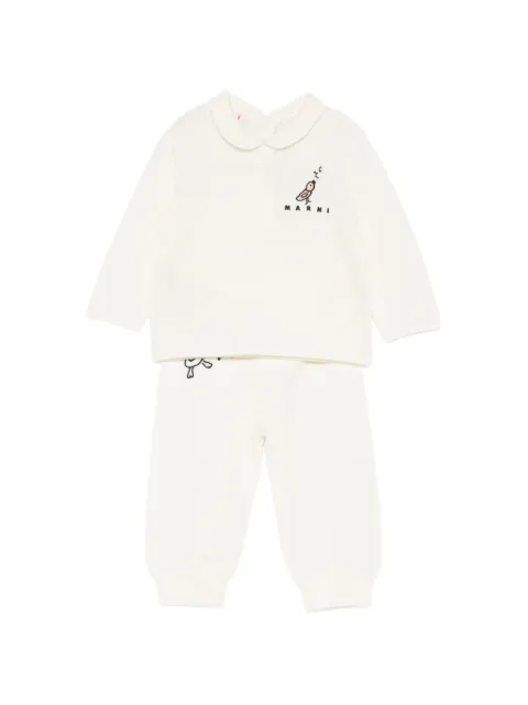 Marni Kids træningsdragt med Peter Pan-krave og grafisk broderi