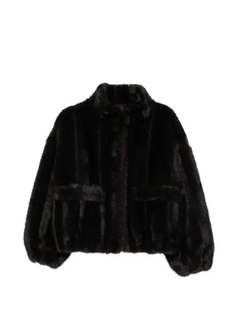 Apparis faux-fur funnel-neck coat