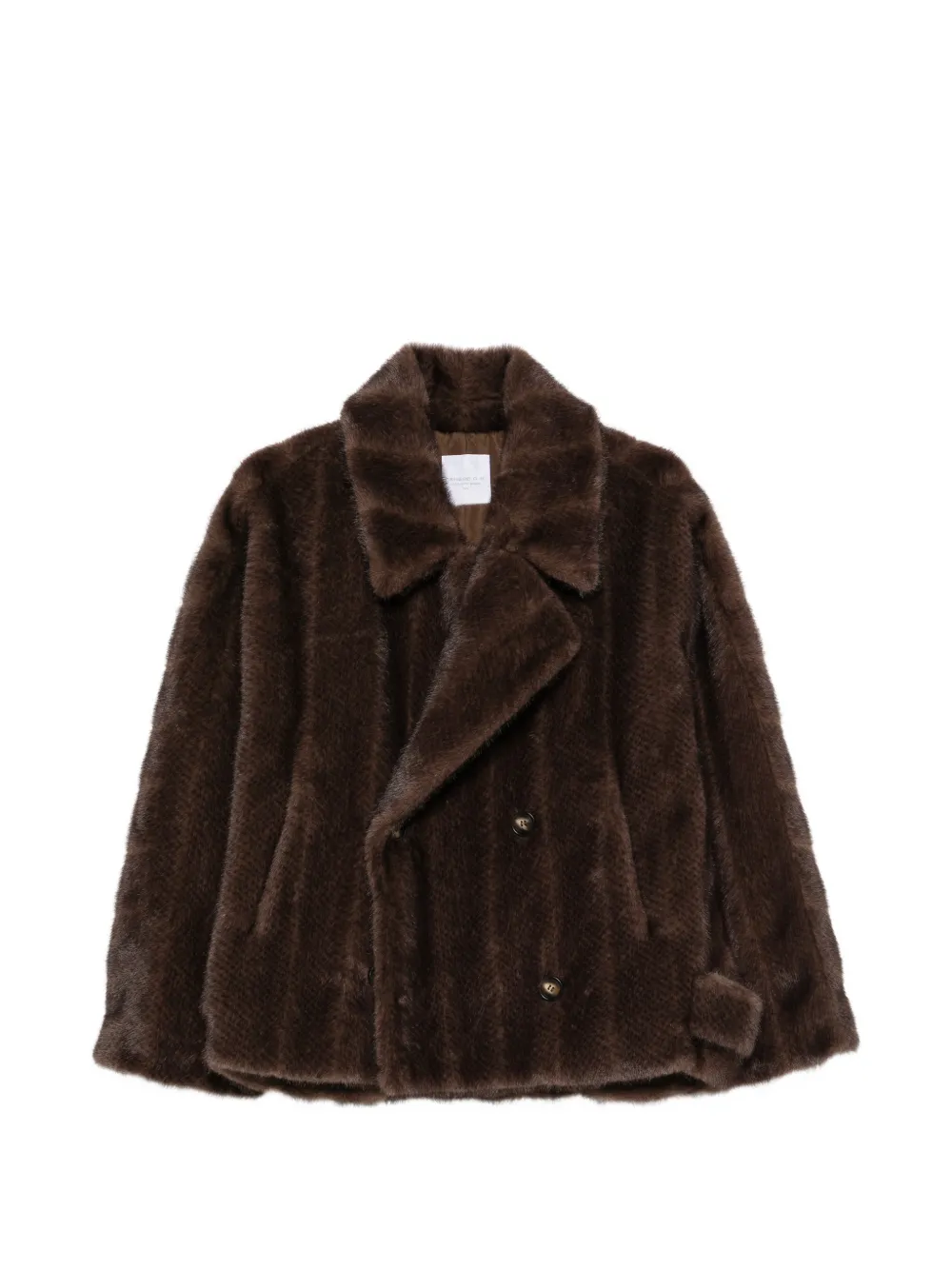 Cenere GB double-breasted faux-fur coat - Marrone