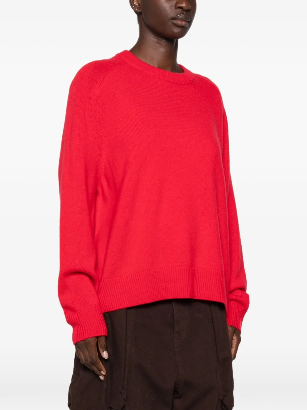 Soft Goat raglan-sleeve crew-neck sweater Rood