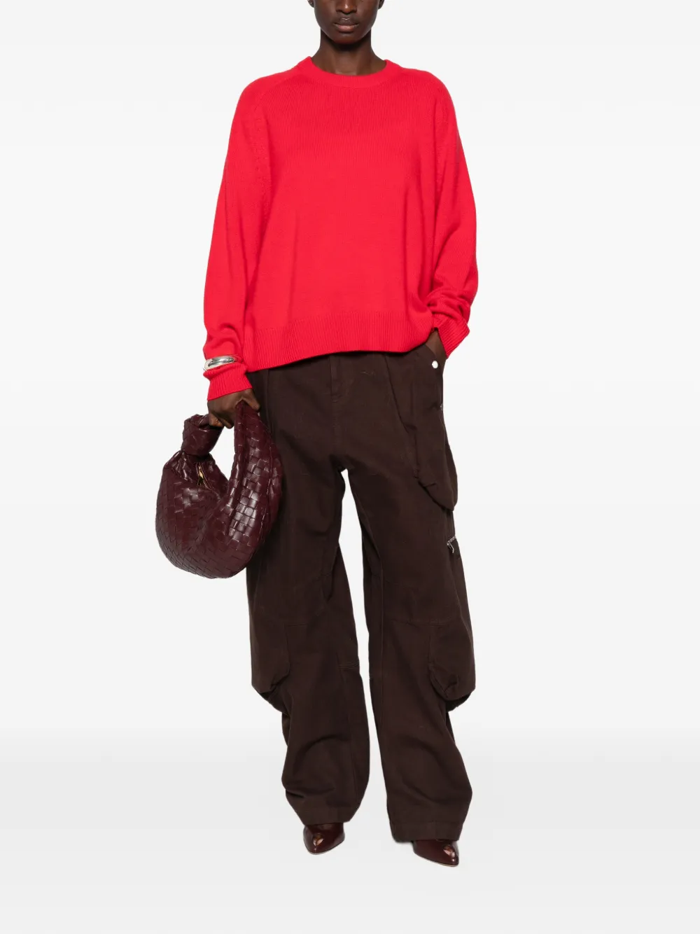 Soft Goat raglan-sleeve crew-neck sweater Rood