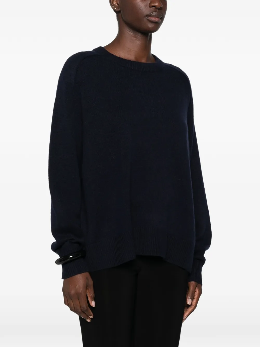 Soft Goat ribbed-trim raglan-sleeve sweater Blauw