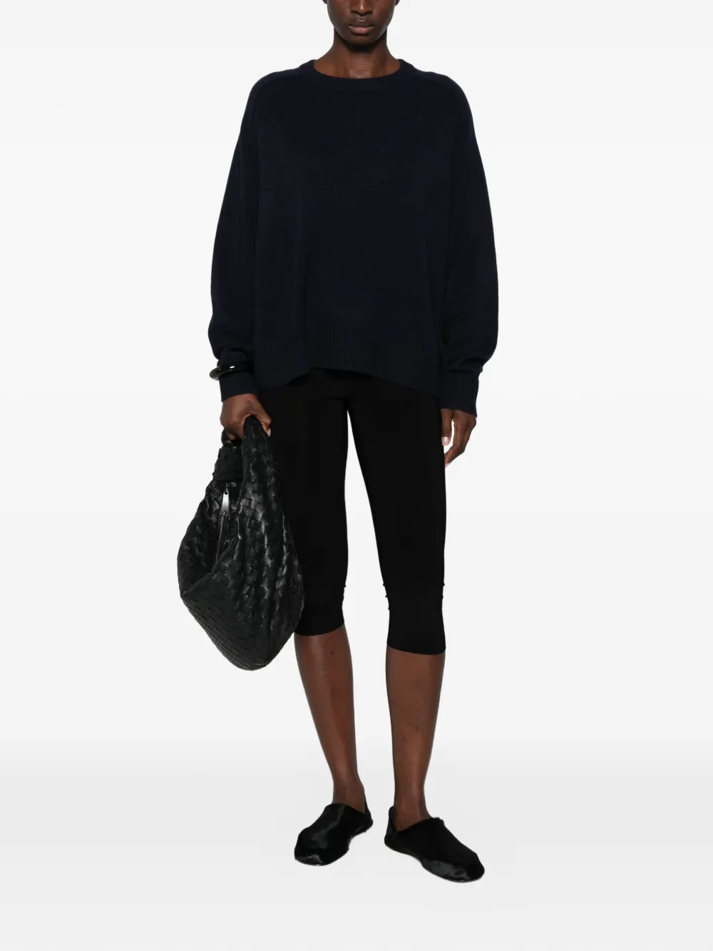 Soft Goat ribbed-trim raglan-sleeve sweater Blauw
