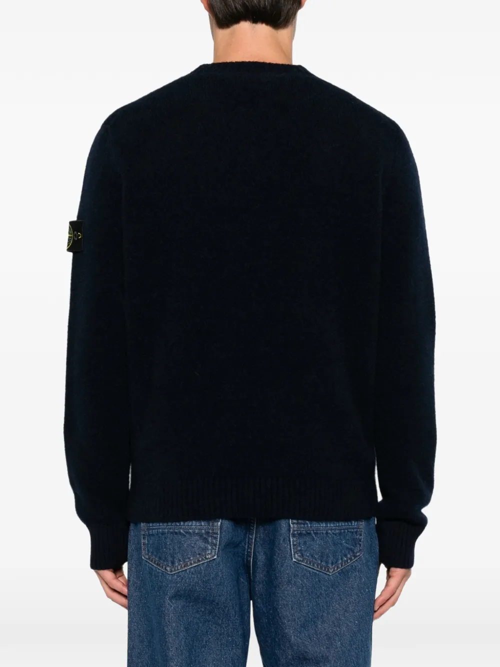 Stone Island logo-patch crew-neck sweater Blauw