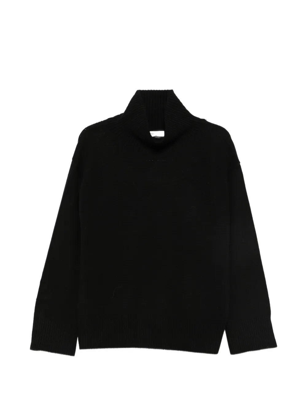 Soft Goat Ribbed-knit Roll-neck Sweater In Black