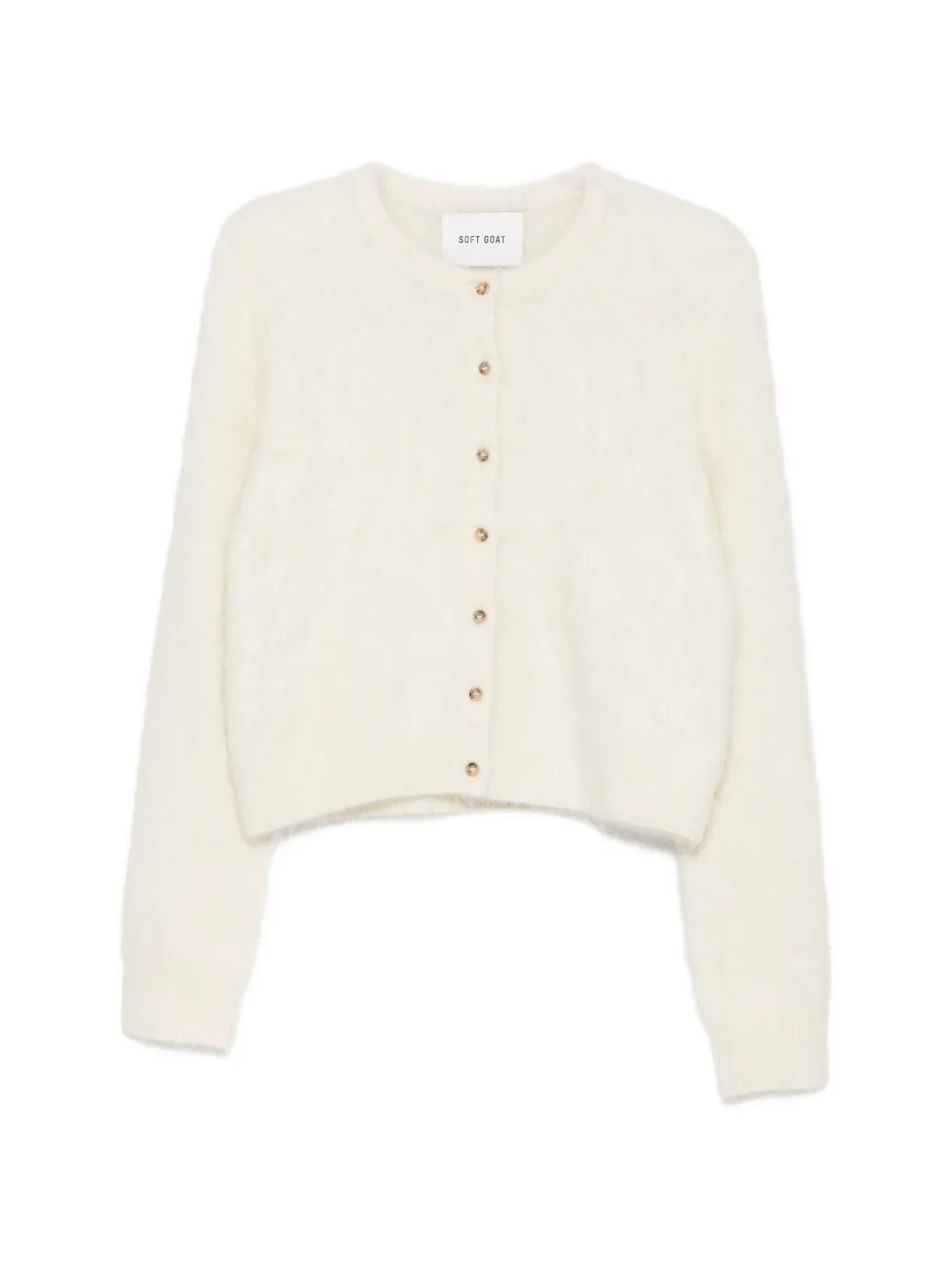 Soft Goat Brushed-finish Button-up Cardigan In Neutrals