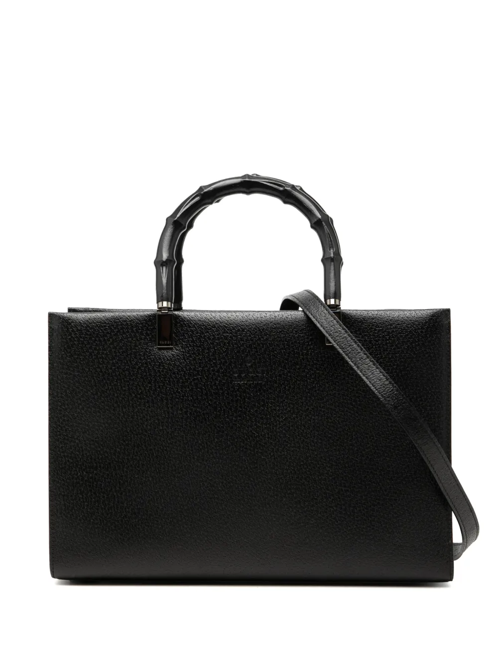 Gucci Pre-Owned 20th Century Leather Cinghiale Bamboo Tote satchel - Nero