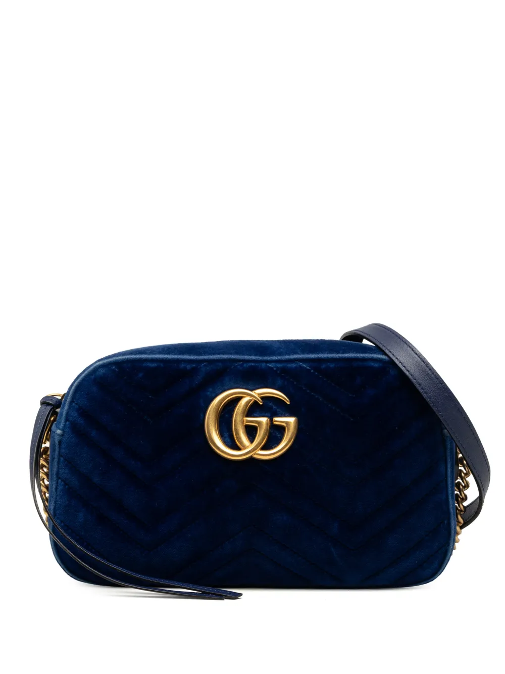 Gucci Pre-Owned 2016-2026 Small GG Marmont Matelasse Velvet crossbody bag - Blu