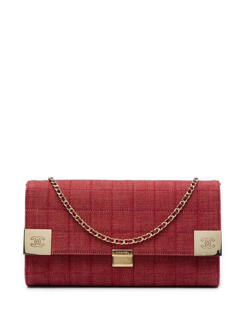 CHANEL Pre-Owned 2002-2003 CC Chocolate Bar Denim Chain Flap shoulder bag - Rosso