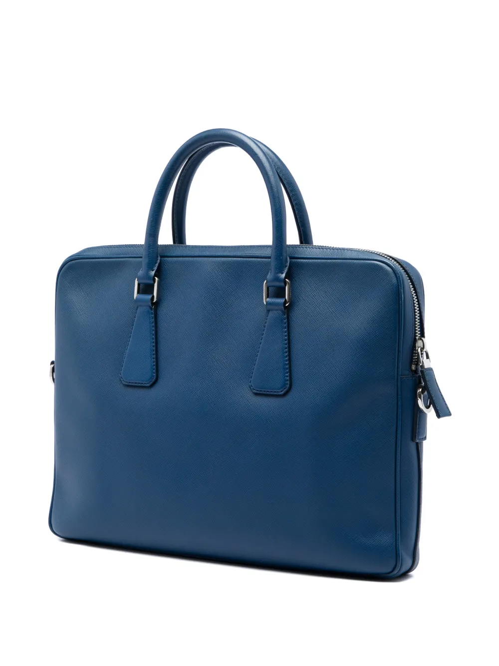 Prada Pre-Owned 2010-2026 Saffiano gestreepte aktetas Blauw