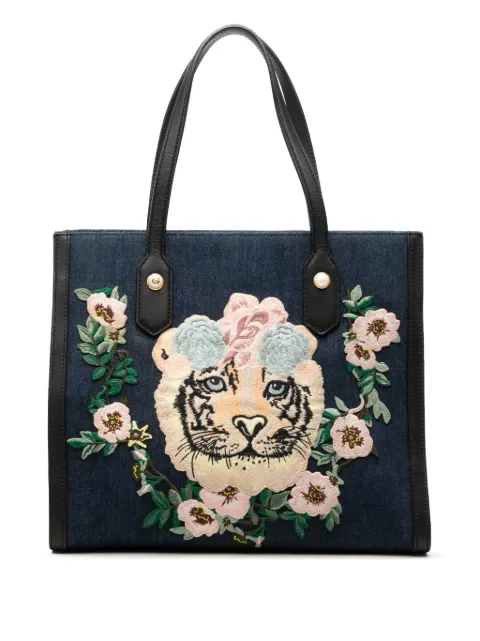 Gucci Pre-Owned 2016-2026 Denim Embroidered Tiger tote bag