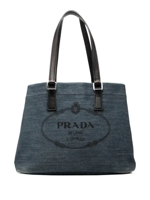 Prada Pre-Owned 2000-2026 Logo Denim tote bag