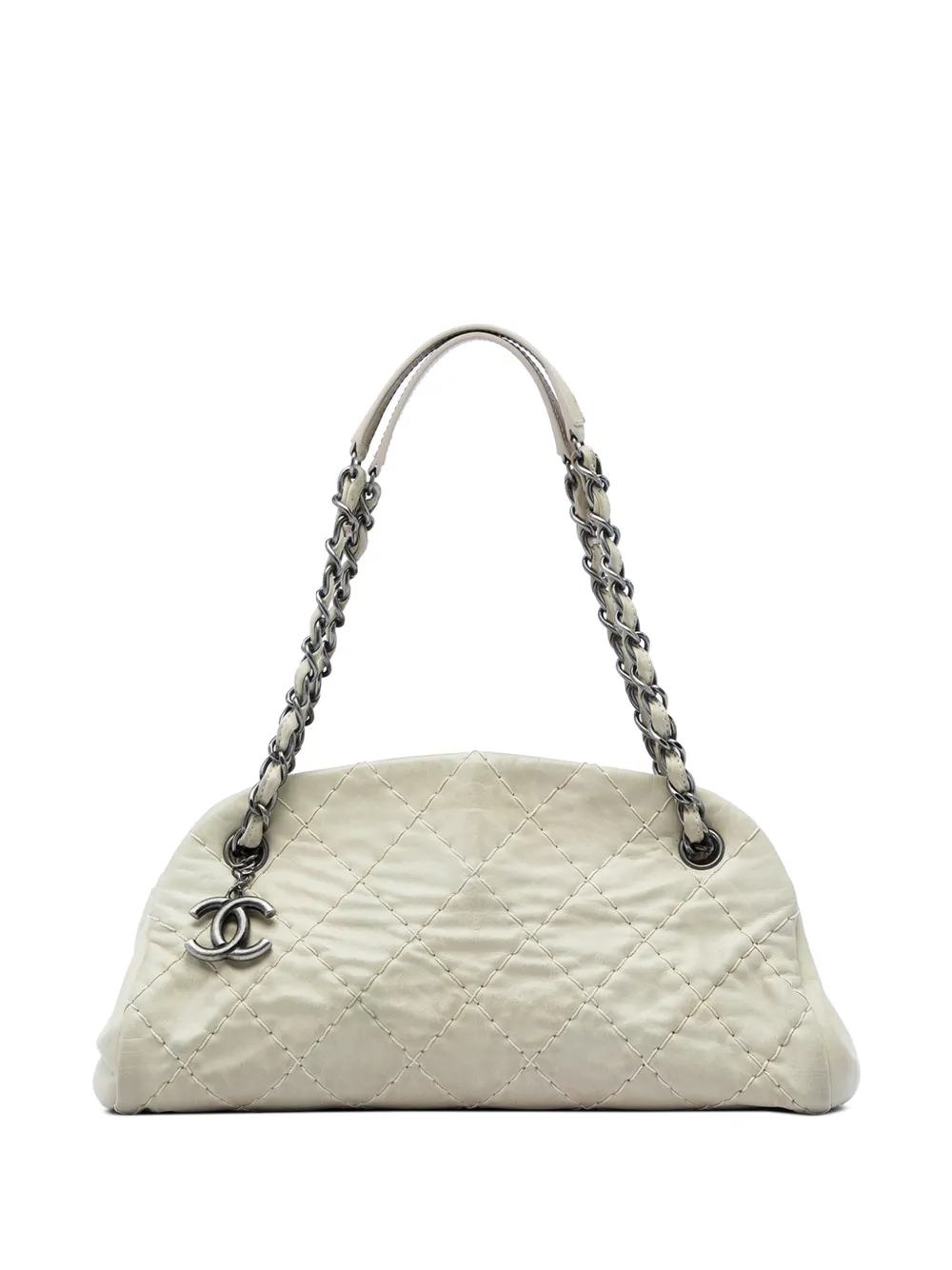 CHANEL Pre-Owned 2010-2011 Medium Stitched Aged Calfskin Just Mademoiselle Bowling Bag shoulder bag - Bianco