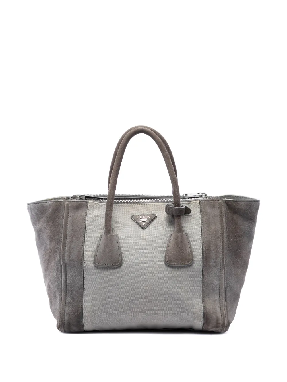 Prada Pre-Owned 2010-2026 Scamosciato and Canapa Twin Pocket Double Handle satchel - Grigio