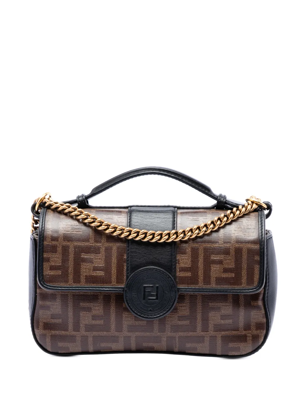 Fendi Pre-Owned 2010-2026 Vitello Grace and Glazed FF 1974 Double F satchel - Marrone