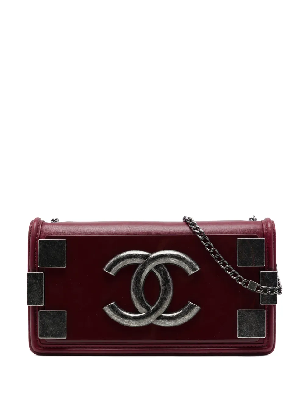 CHANEL Pre-Owned 2013-2014 Lambskin and Acrylic Boy Brick Horizontal Flap crossbody bag - Rosso