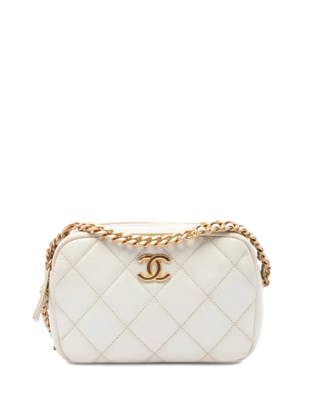CHANEL Pre-Owned 2021-2026 CC Quilted Caviar Melody Chain Camera Bag crossbody bag - Bianco