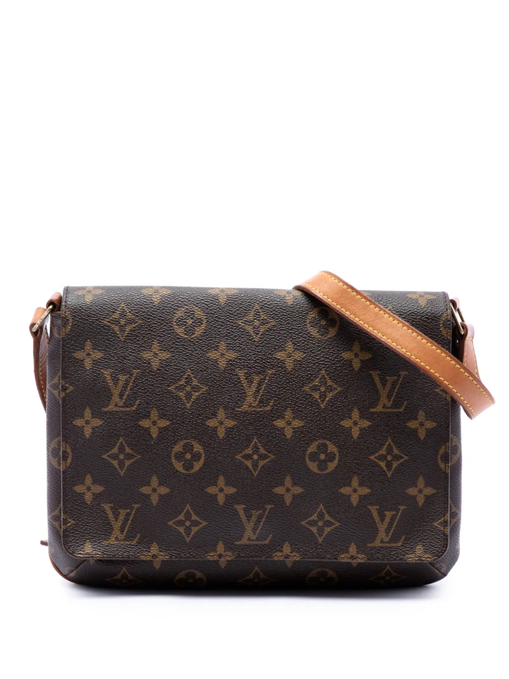 Pre-owned Louis Vuitton 1998 Monogram Musette Tango Short Strap Shoulder Bag In Brown