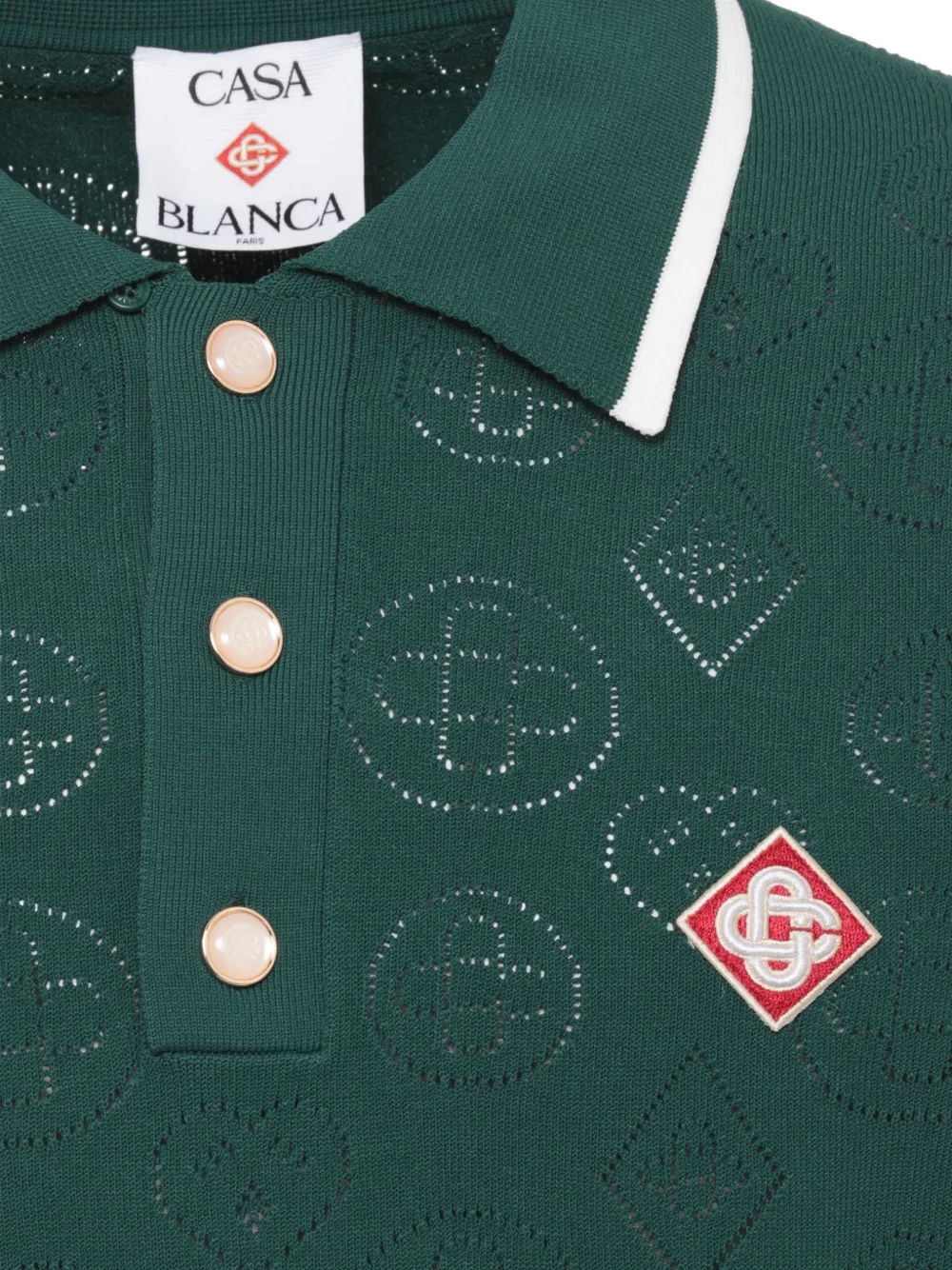 Casablanca Pointelle gebreid poloshirt met monogram Groen