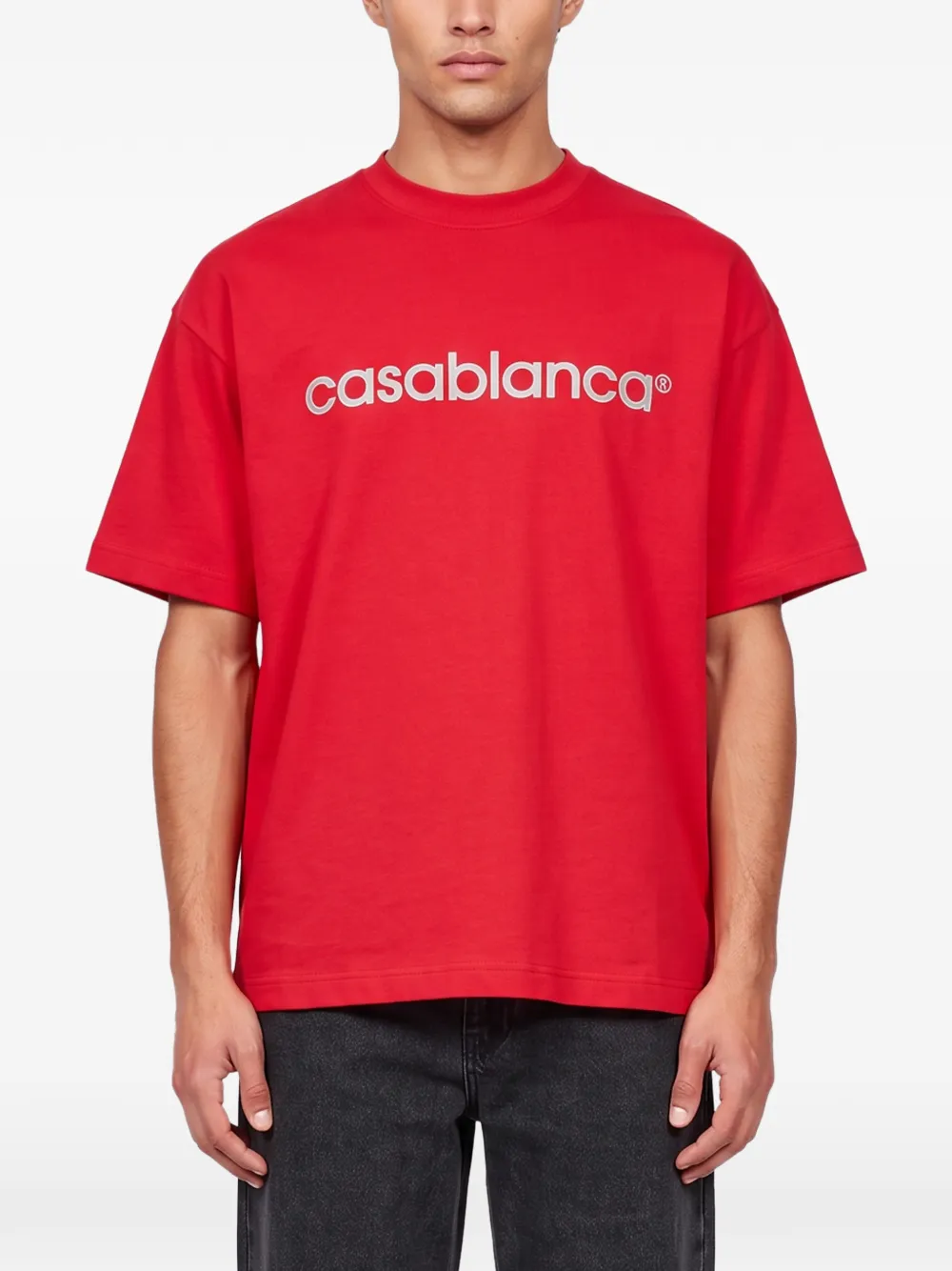 Casablanca reflective logo-patch T-shirt Rood