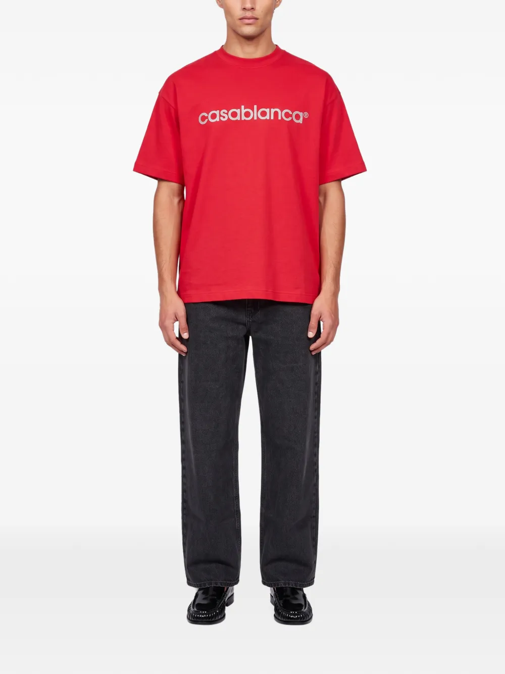 Casablanca reflective logo-patch T-shirt Rood
