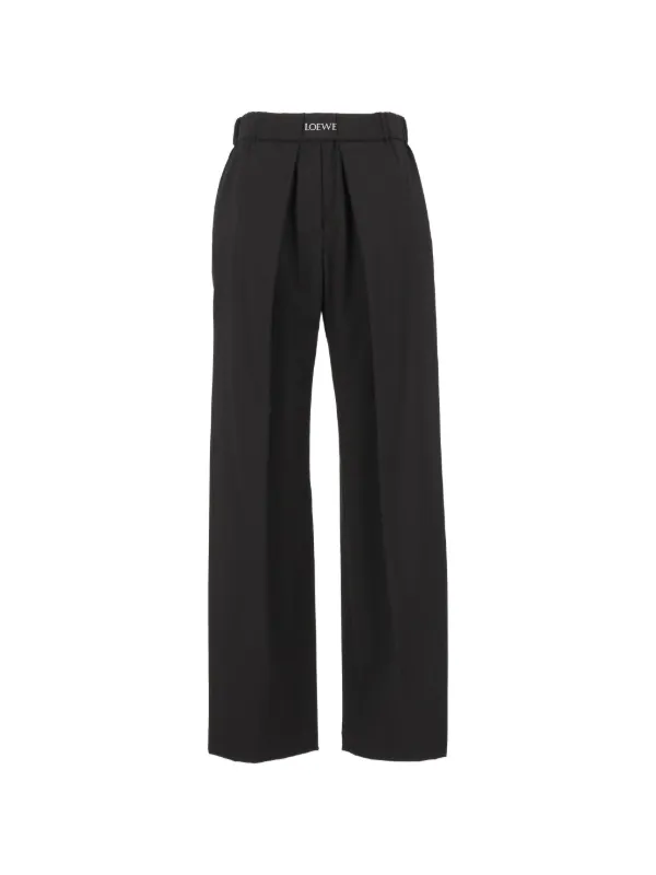Loewe Logo-waistband Straight Trousers in Black