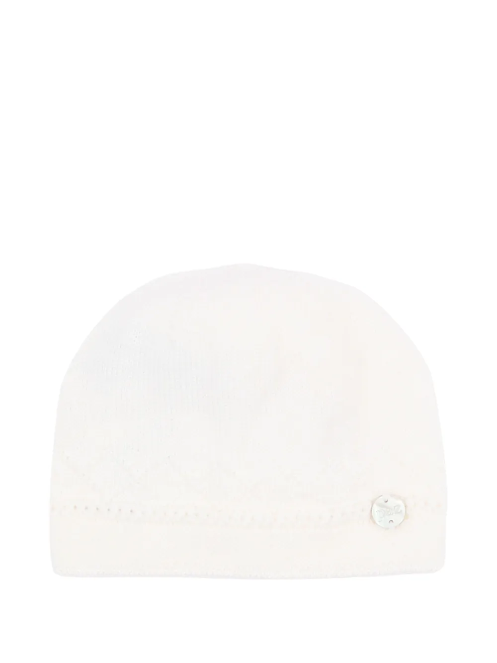 Paz Rodriguez pointelle-knit wool beanie hat - Bianco